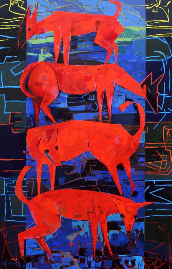 Torre de perros    91x146cm    acrílico/lienzo     2015